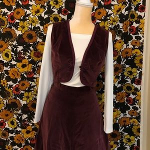 Vintage 70s Velvet Skirt and Vest Set